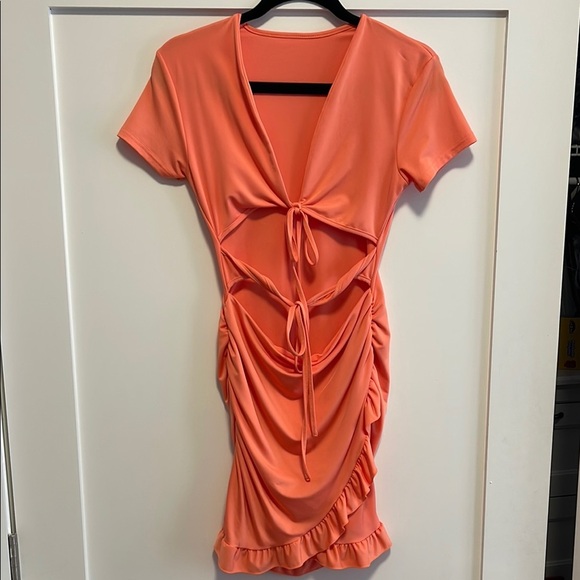 LIKE NEW Coral Cut Out Dress - Picture 1 of 5